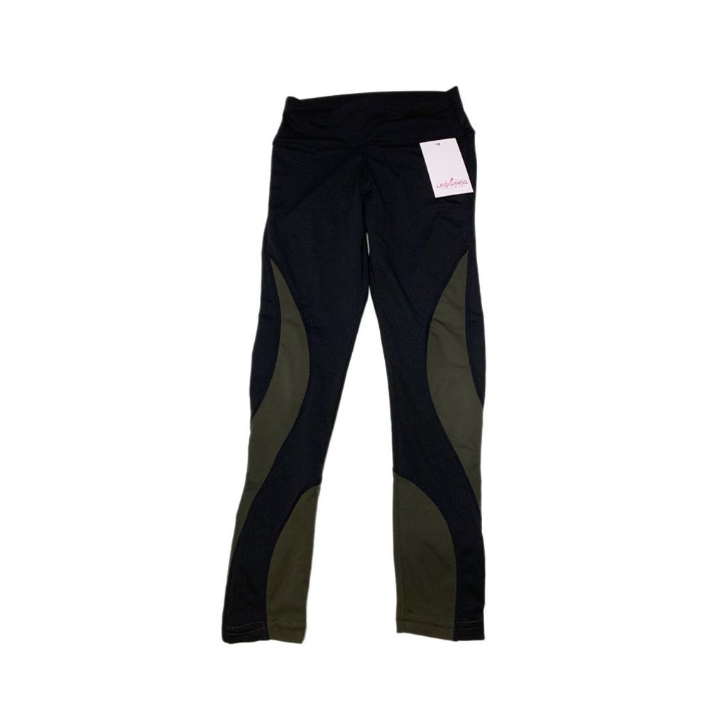 NWT Leggings Park Womens Green Black Leggings XS